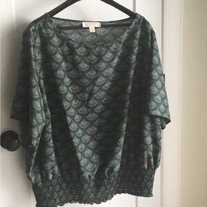 MICHAEL Michael Kors Dark Green Patterned Blouse Size 3X